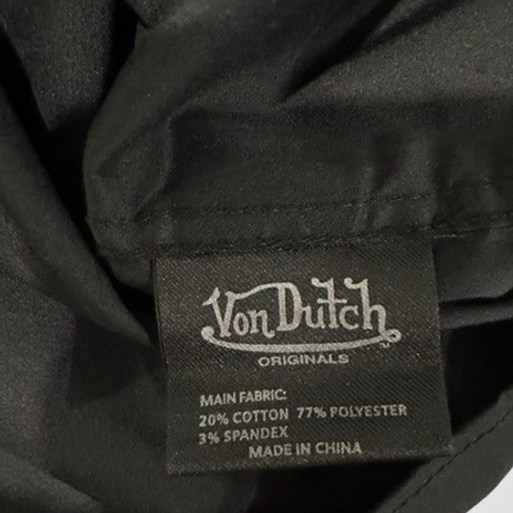 Von Dutch Men Button Down Shirt 2XL Black Tiger Graphic Y2K Denim Cuffs NWOT - Picture 7 of 9